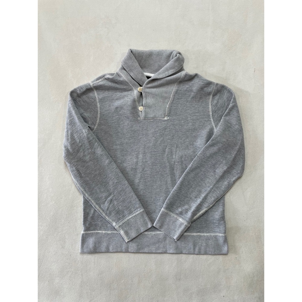 Bonobos Mens Shawl Collar Sweatshirt Gray Cotton Pullover Contrast Stitch L